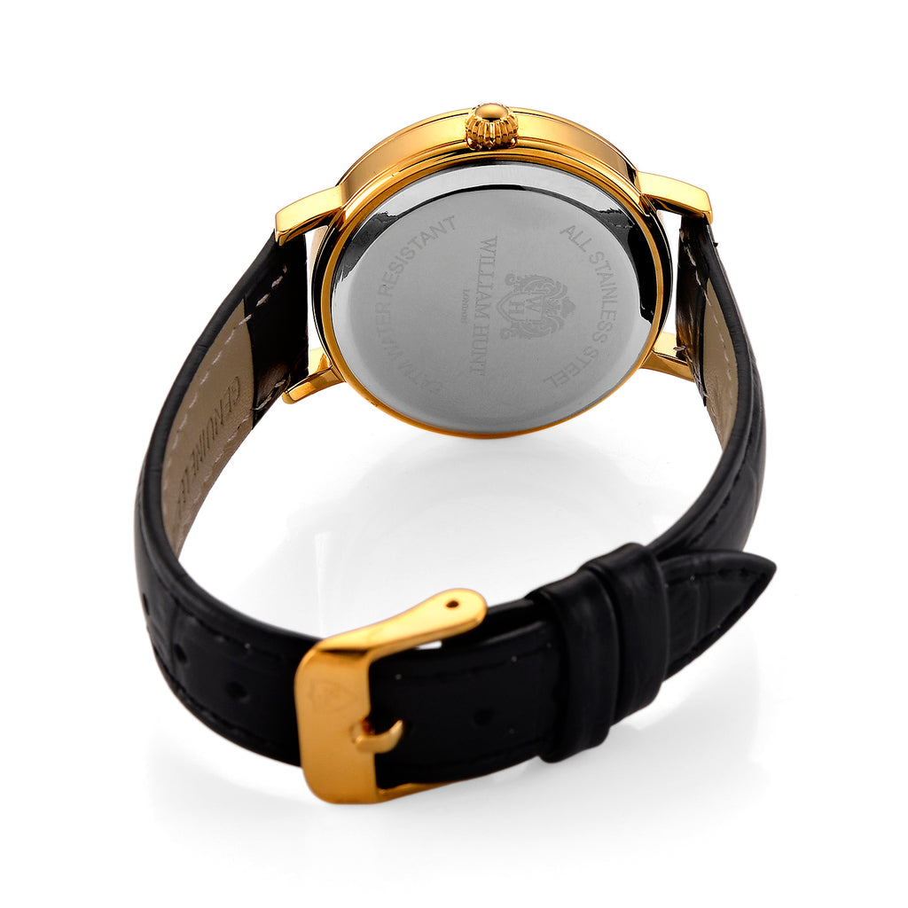 William Hunt 3D Horse Ronda 763 Swiss Movement 5ATM WR Black MOP Lab Diamond Dial & IPG 304 Stainless Steel Case Womens Watch with Black Leather Strap_8588362_6