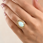 Rare Size AAA Ethiopian Opal (Pear 14x10) and Lab Grown Multi-Diamond (SI/G-H) Ring in 18K Vermeil Yellow Gold Plated Sterling Silver 4.15 Ct._8588471_1