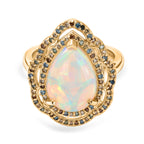 Rare Size AAA Ethiopian Opal (Pear 14x10) and Lab Grown Multi-Diamond (SI/G-H) Ring in 18K Vermeil Yellow Gold Plated Sterling Silver 4.15 Ct._8588472