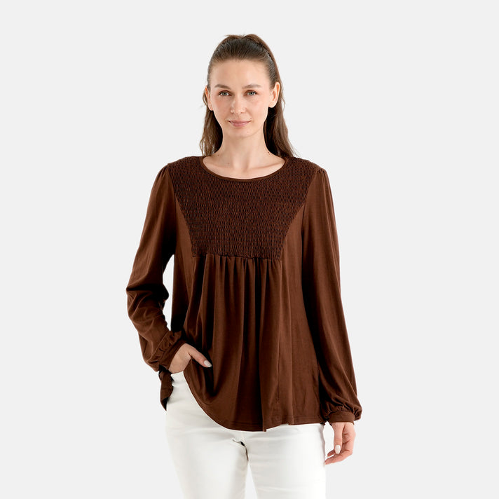La Marey Long-Sleeved Blouse (Size S/M, 8-14) - Chocolate 8588508 1