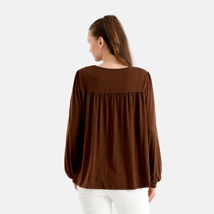La Marey Long-Sleeved Blouse (Size S/M, 8-14) - Chocolate 8588508 2