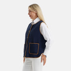 La Marey Patterned Gilet  - Navy Blue_8588544_2