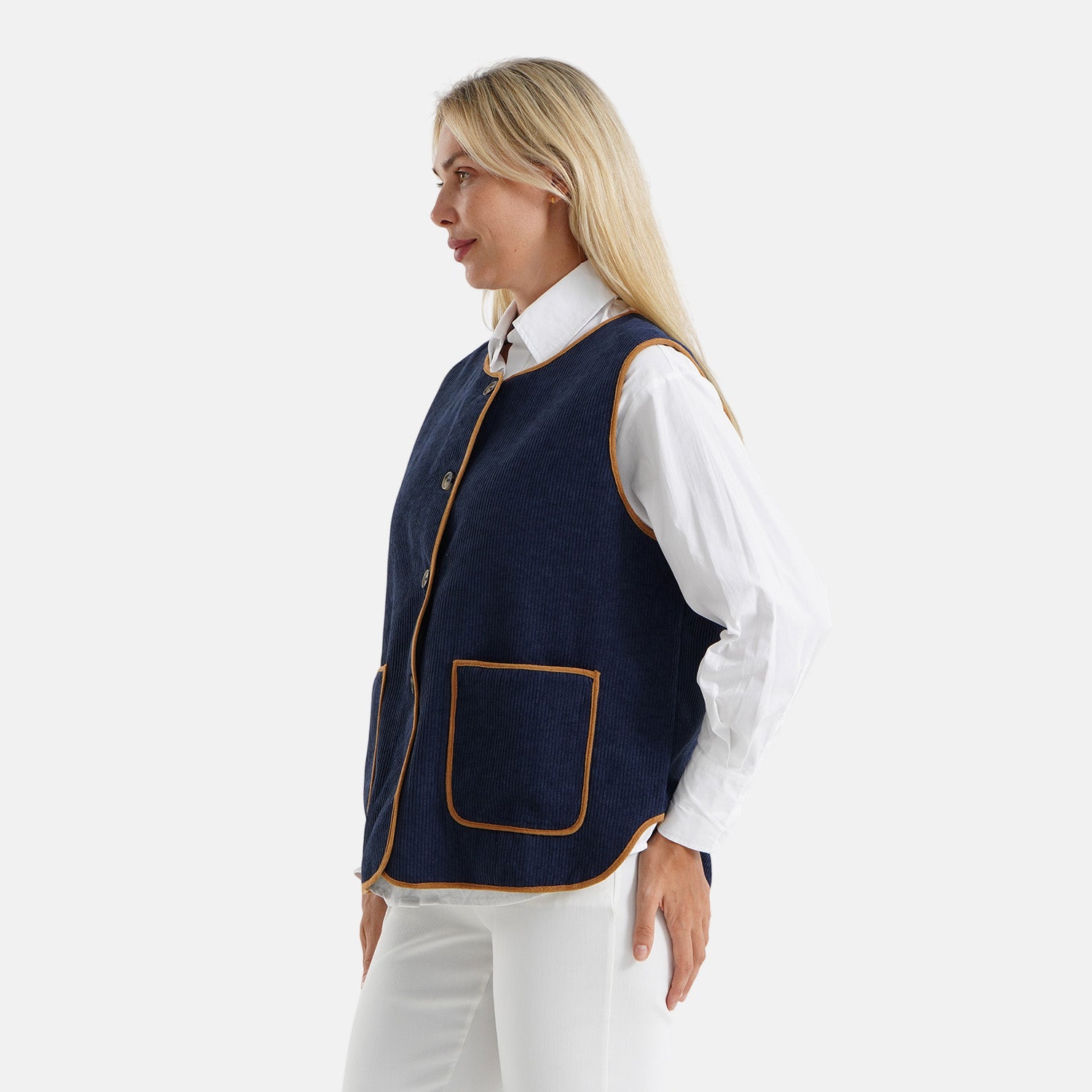 La Marey Contrast Trim Fleece Gilet (Size XL, 20-22) - Chocolate 8588544 3