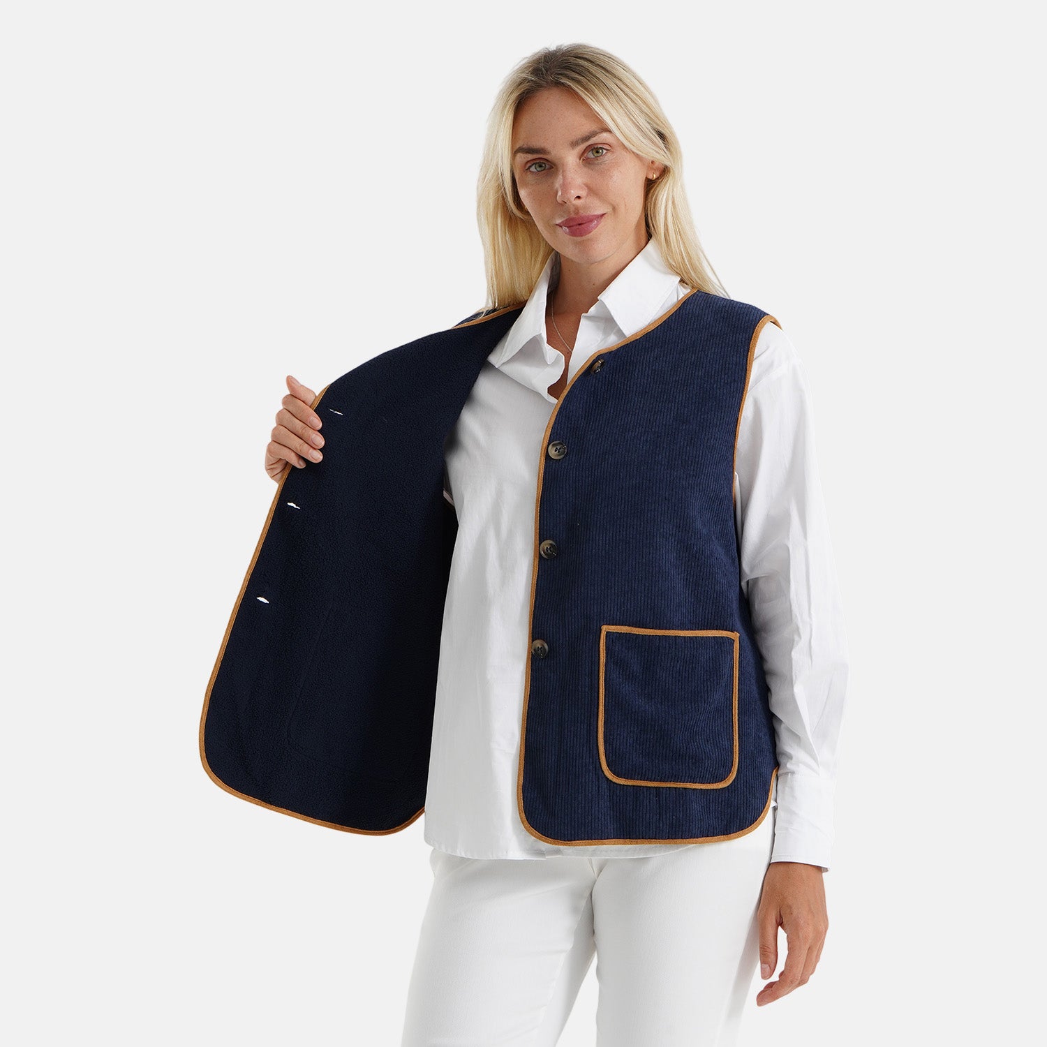 La Marey Contrast Trim Fleece Gilet (Size XL, 20-22) - Chocolate 8588544 5