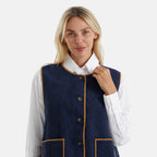 La Marey Patterned Gilet  - Navy Blue_8588544_5