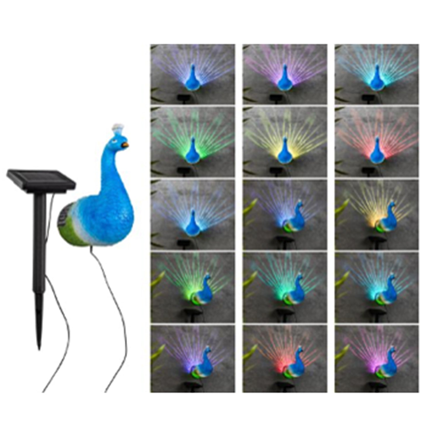 Peacock Design LED Solar Wall Light (12 x 8.5 x 20cm) - Multi Color 8588561 0