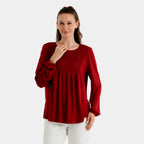 La Marey Patterned Blouse (Size - S/M) - Burgundy_8588568