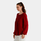 La Marey Patterned Blouse (Size - S/M) - Burgundy_8588568_2