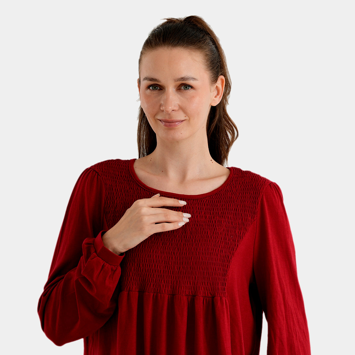 La Marey Women Pleated Long Sleeved Blouse (S-M - UK 8-14) - Burgundy 8588568 5