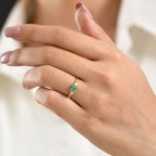 Luxuriant - Zambian Emerald & Lab Grown Diamond (SI/G-H) Solitaire Ring in 18K Vermeil Yellow Gold Plated Sterling Silver 0.78 Ct._8588590_1