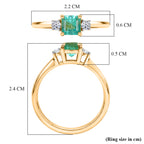 Luxuriant - Zambian Emerald & Lab Grown Diamond (SI/G-H) Solitaire Ring in 18K Vermeil Yellow Gold Plated Sterling Silver 0.78 Ct._8588590_5