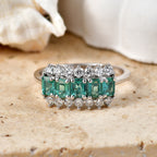 Luxuriant - AAA Gemfields Zambian Emerald & Lab Grown Diamond (SI/G-H) Cluster Ring in Rhodium Overlay Sterling Silver 1.48 Ct._8588596_1