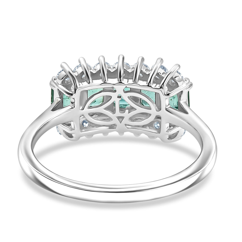 Luxuriant - AAA Gemfields Zambian Emerald & Lab Grown Diamond (SI/G-H) Cluster Ring in Rhodium Overlay Sterling Silver 1.48 Ct._8588596_4