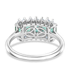 Luxuriant - AAA Gemfields Zambian Emerald & Lab Grown Diamond (SI/G-H) Cluster Ring in Rhodium Overlay Sterling Silver 1.48 Ct._8588596_4