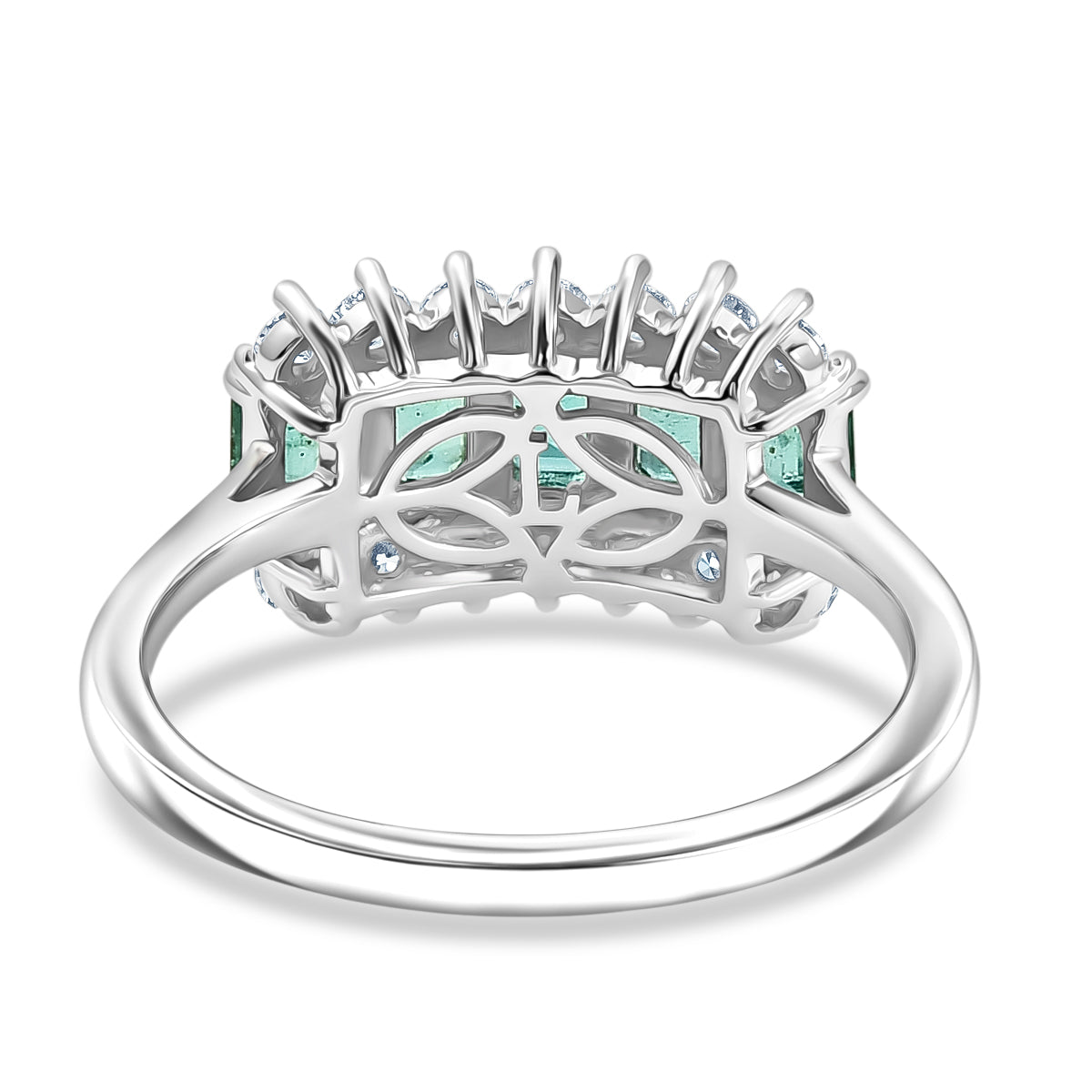 Luxuriant - AAA Gemfields Zambian Emerald &amp; Lab Grown Diamond (SI-G-H) Cluster Ring in Rhodium Overlay Sterling Silver 1.48 Ct. 8588596 5