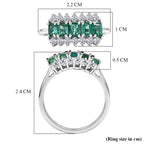 Luxuriant - AAA Gemfields Zambian Emerald & Lab Grown Diamond (SI/G-H) Cluster Ring in Rhodium Overlay Sterling Silver 1.48 Ct._8588596_5