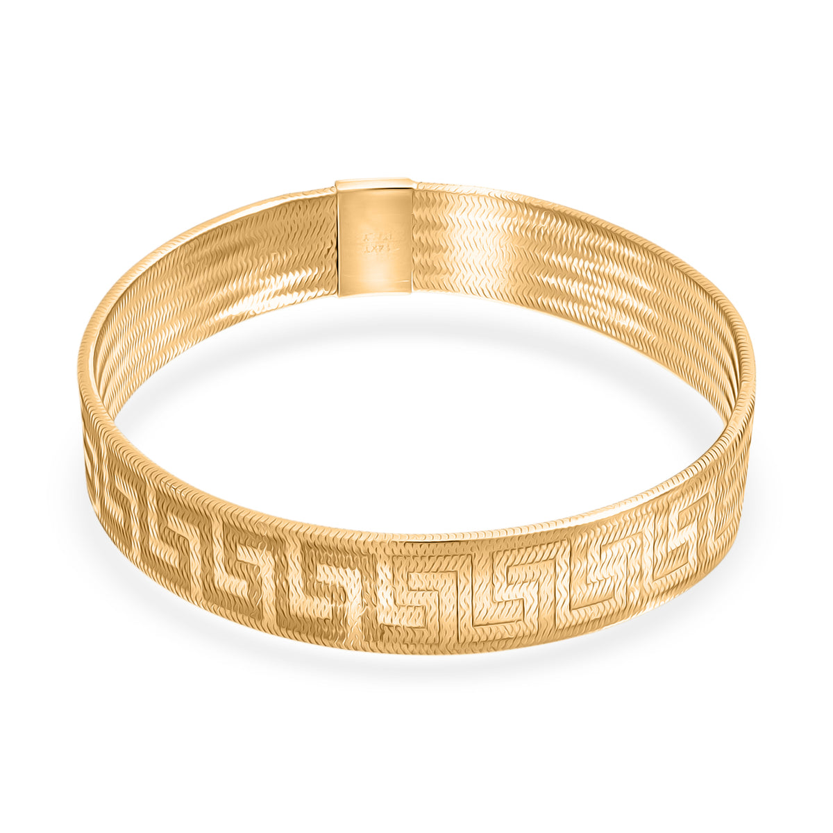 9K Yellow Gold 11.2MM Greek Key Mesh Bracelet 7 Inch 8588632 0