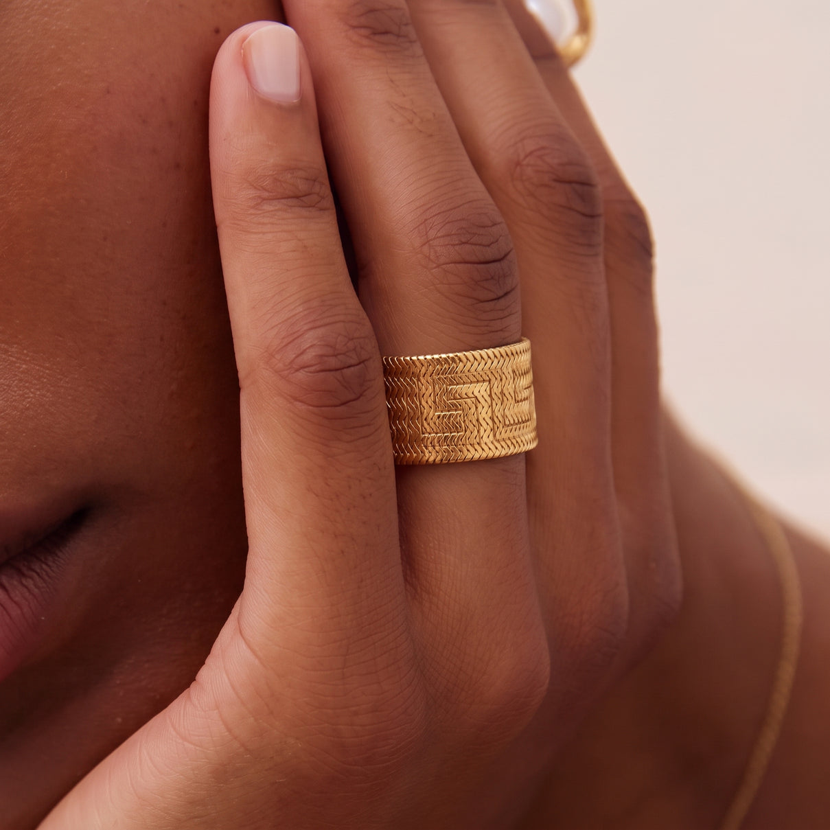 Maestro Collection 9K Yellow Gold Stretchable Ring (Size L TO P) Medium 8588633 1