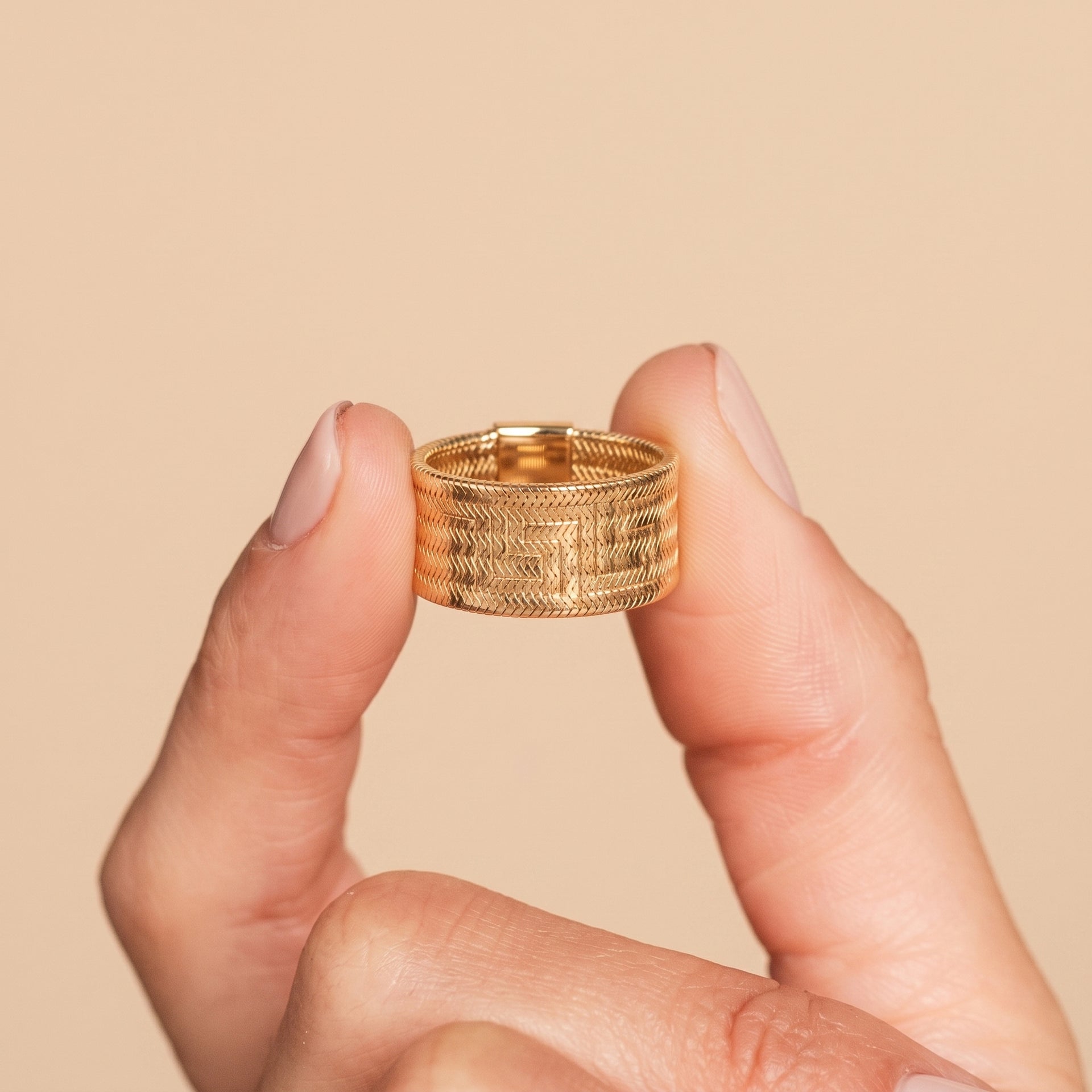 Maestro Collection 9K Yellow Gold Stretchable Ring (Size L TO P) Medium 8588633 4