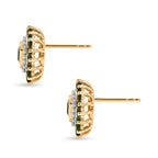 Luxuriant - AAA Gemfields Zambian Emerald & Lab Grown Diamond (SI/G-H) Halo Earring with Push Post in 18K Vermeil Yellow Gold Plated Sterling Silver 1.86 Ct._8588651_3