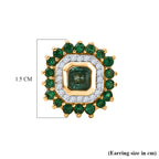 Luxuriant - AAA Gemfields Zambian Emerald & Lab Grown Diamond (SI/G-H) Halo Earring with Push Post in 18K Vermeil Yellow Gold Plated Sterling Silver 1.86 Ct._8588651_4