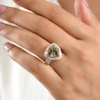 Rhapsody 18K Yellow Gold AAAA Natural Trillion Cut Turkizite (8.05 Ct) & Natural White Diamond (VS/E-F 0.74 Ct) Halo Ring 8.80 Ct, Gold Wt. 6.68 Gms_8588751_1