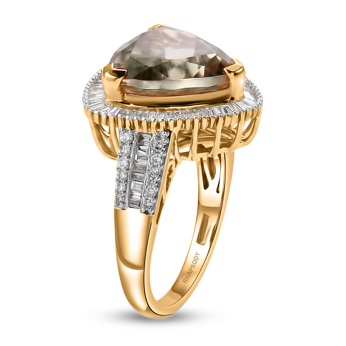 The Tony Diniz Collection - Rhapsody 18K Yellow Gold AAAA Natural Trillion Cut Turkizite (8.05 Ct) &amp; Natural White Diamond (VS/E-F 0.75 Ct) Ring 8.80 Ct, Gold Wt. 6.68 Gms 8588751 4
