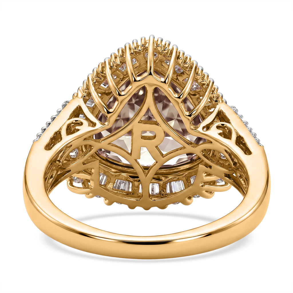 Rhapsody 18K Yellow Gold AAAA Natural Trillion Cut Turkizite (8.05 Ct) & Natural White Diamond (VS/E-F 0.74 Ct) Halo Ring 8.80 Ct, Gold Wt. 6.68 Gms_8588751_4