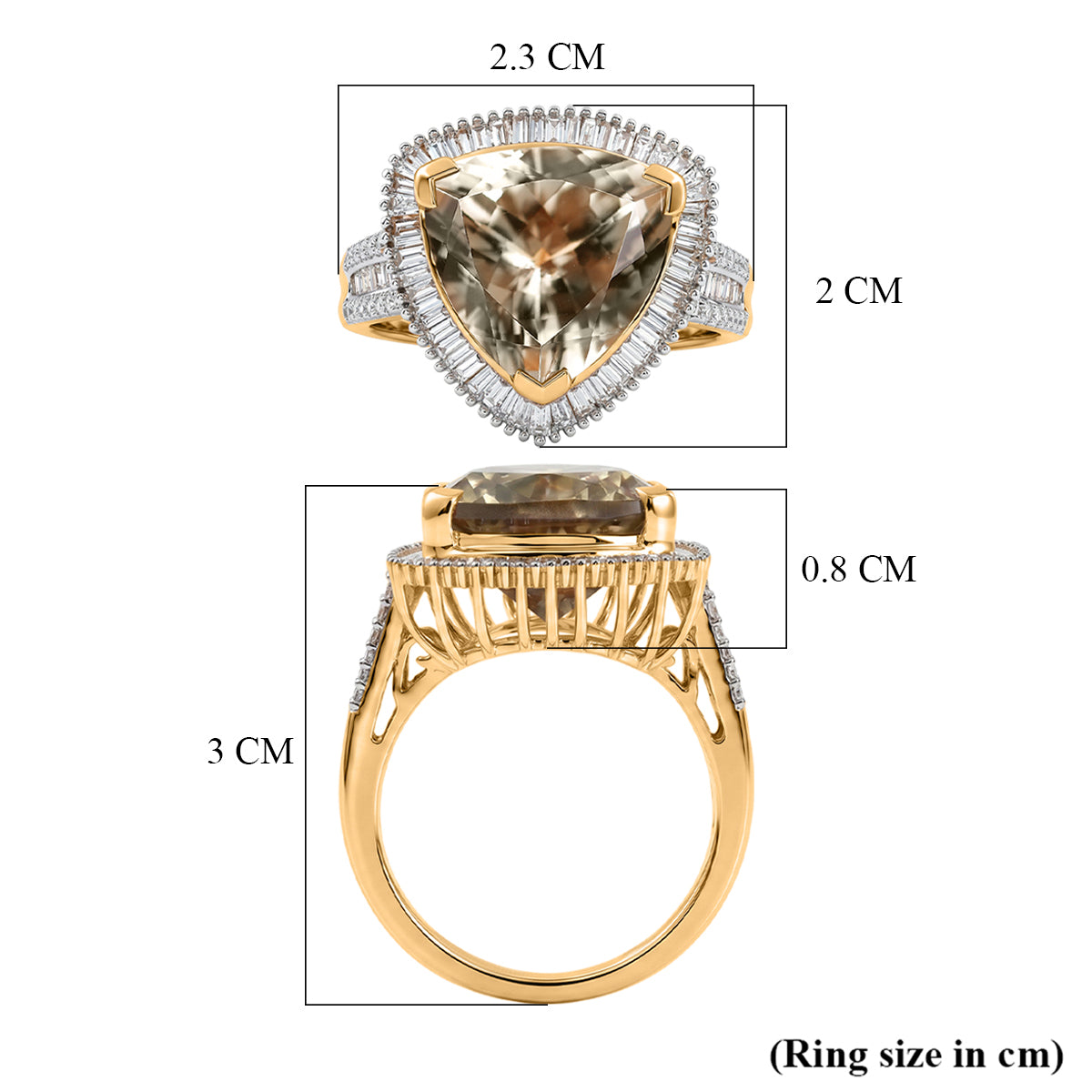 The Tony Diniz Collection - Rhapsody 18K Yellow Gold AAAA Natural Trillion Cut Turkizite (8.05 Ct) &amp; Natural White Diamond (VS/E-F 0.75 Ct) Ring 8.80 Ct, Gold Wt. 6.68 Gms 8588751 6