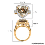Rhapsody 18K Yellow Gold AAAA Natural Trillion Cut Turkizite (8.05 Ct) & Natural White Diamond (VS/E-F 0.74 Ct) Halo Ring 8.80 Ct, Gold Wt. 6.68 Gms_8588751_5