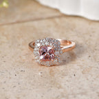D'Joy - AGI Certified Pink Morganite & Moissanite Halo Ring in 18K Vermeil Rose Gold Plated Sterling Silver 1.60 Ct._8588762_1