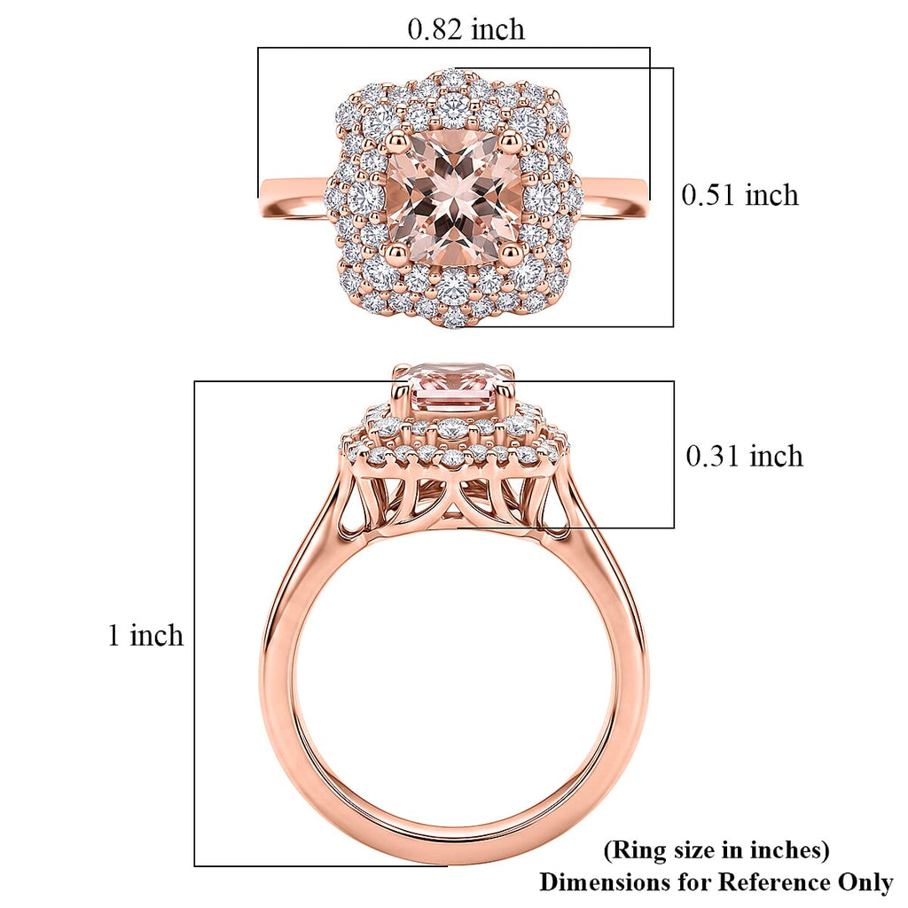 D'Joy - AGI Certified Pink Morganite & Moissanite Halo Ring in 18K Vermeil Rose Gold Plated Sterling Silver 1.60 Ct._8588762_5
