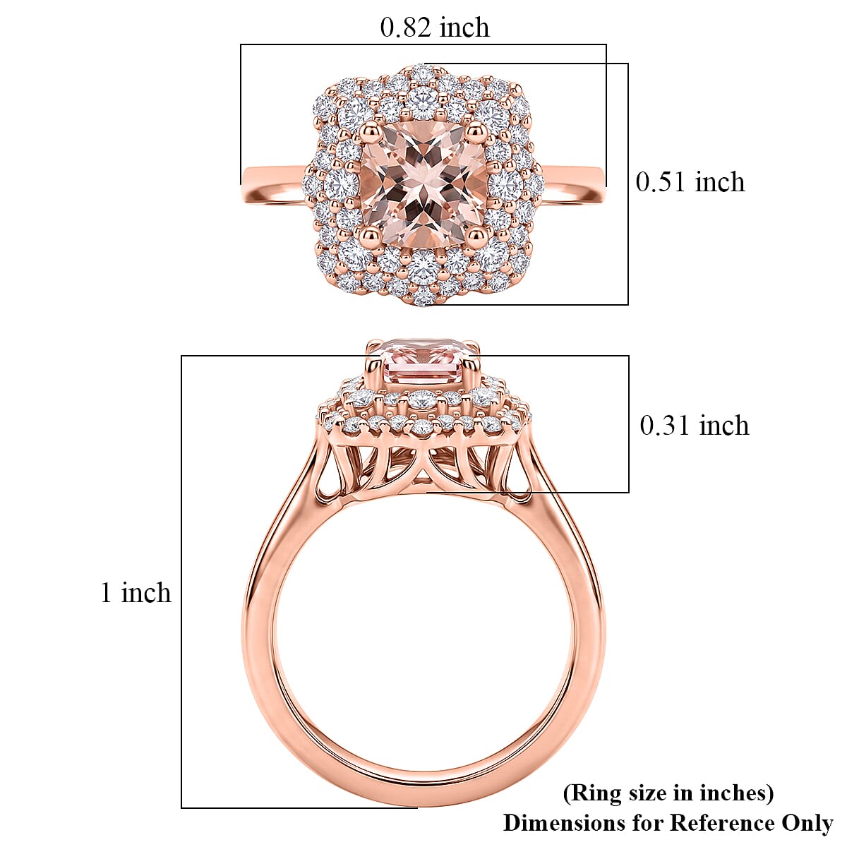 D'Joy - AGI Certified Pink Morganite &amp; Moissanite Halo Ring in 18K Vermeil Rose Gold Plated Sterling Silver 1.60 Ct. 8588762 5