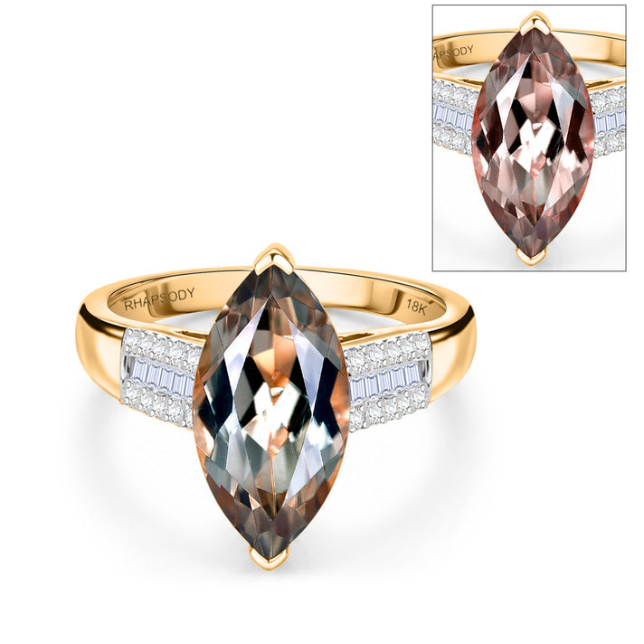 TONY DINIZ COLLECTION - Rhapsody - 18K Yellow Gold AAAA Natural Turkizite (5.15ct) &amp; Natural White Diamond (0.20 ct E-F-VS) Ring 5.35 Ct, Gold Wt.4.90 Gms 8588774 1