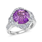 D'Joy Amethyst, Moissanite Main Stone With Surrounding Stone Ring in Rhodium OverlaySterling Silver  5.580  Ct._8588889
