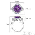 D'Joy Amethyst, Moissanite Main Stone With Surrounding Stone Ring in Rhodium OverlaySterling Silver  5.580  Ct._8588889_5