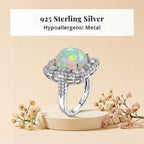 D'Joy Ethiopian Opal, Moissanite Main Stone With Surrounding Stone Ring in Rhodium OverlaySterling Silver, Silver Wt.5.83 Gms  6.200  Ct._8588895_3