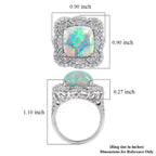 D'Joy Ethiopian Opal, Moissanite Main Stone With Surrounding Stone Ring in Rhodium OverlaySterling Silver, Silver Wt.5.83 Gms  6.200  Ct._8588895_5