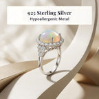 D'Joy Ethiopian Opal, Moissanite Main Stone With Surrounding Stone Ring in Rhodium OverlaySterling Silver  4.630  Ct._8588903_3