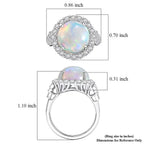 D'Joy Ethiopian Opal, Moissanite Main Stone With Surrounding Stone Ring in Rhodium OverlaySterling Silver  4.630  Ct._8588903_5