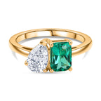 Luxuriant - Lab Grown AAA Columbian Emerald & Lab Grown Diamond (SI/G-H) Toi-et-Moi Ring in 18K Vermeil Yellow Gold Plated Sterling Silver 1.70 Ct._8589042