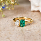 Luxuriant - Lab Grown AAA Columbian Emerald & Lab Grown Diamond (SI/G-H) Toi-et-Moi Ring in 18K Vermeil Yellow Gold Plated Sterling Silver 1.70 Ct._8589042_2