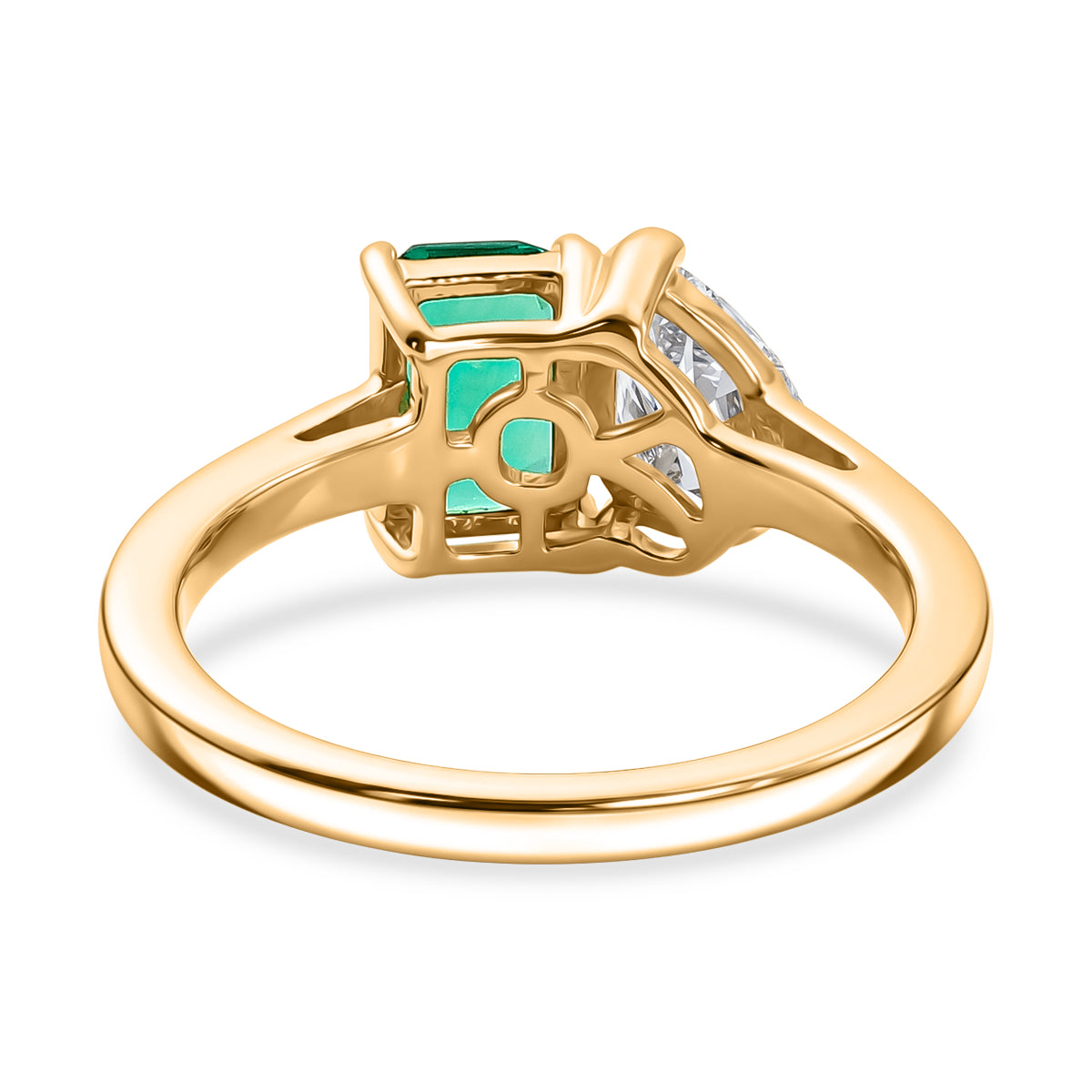 Luxuriant - Lab Grown AAA Columbian Emerald &amp; Lab Grown Diamond (SI-G-H) Toi-et-Moi Ring in 18K Vermeil Yellow Gold Plated Sterling Silver 1.70 Ct. 8589042 5