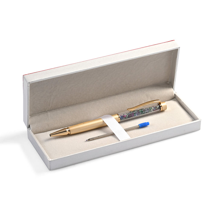 GIFT DEAL - Multi-Gemstone (Tanzanite, Emerald, Ruby ,Sapphire) PEN (Size`- 8x1.5x6 cm) with Extra Refil - Multi Colour 8589205 1