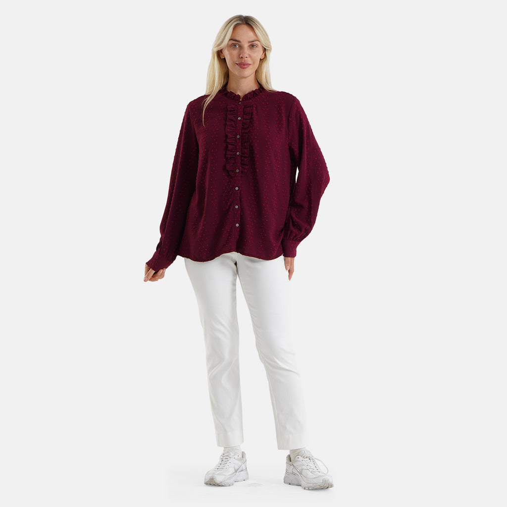 La Marey Patterned Blouse (Size - XL) - Burgundy_8589270