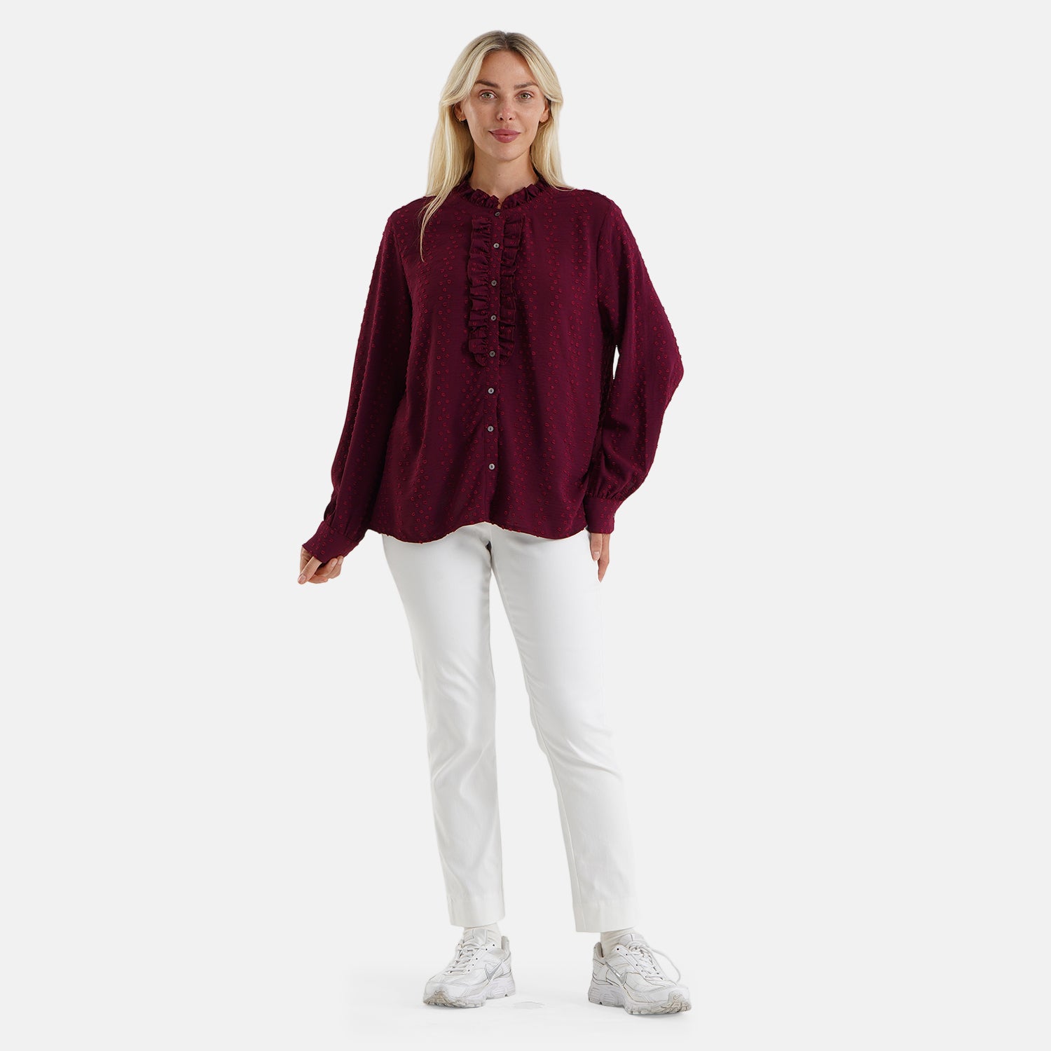 La Marey Patterned Blouse (Size - Small) - Burgundy 8589270 0