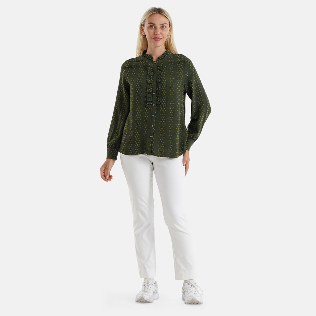 La Marey Patterned Blouse (Size - XL) - Green_8589364