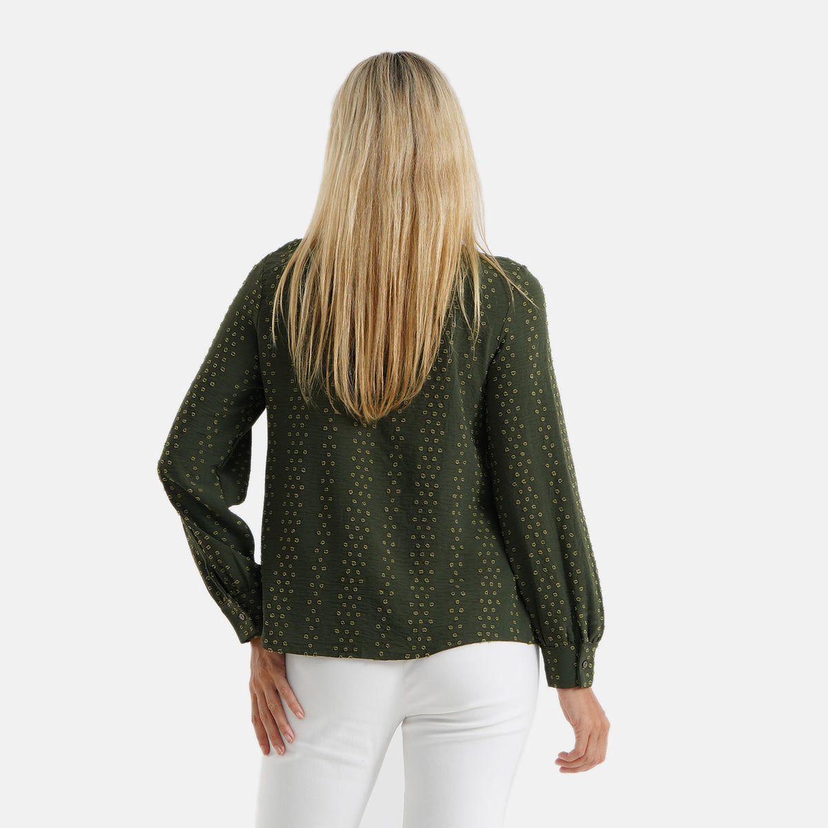 La Marey Frill High Neck Relaxed-Fit Blouse (Size XL, 20-22) - Green 8589364 2
