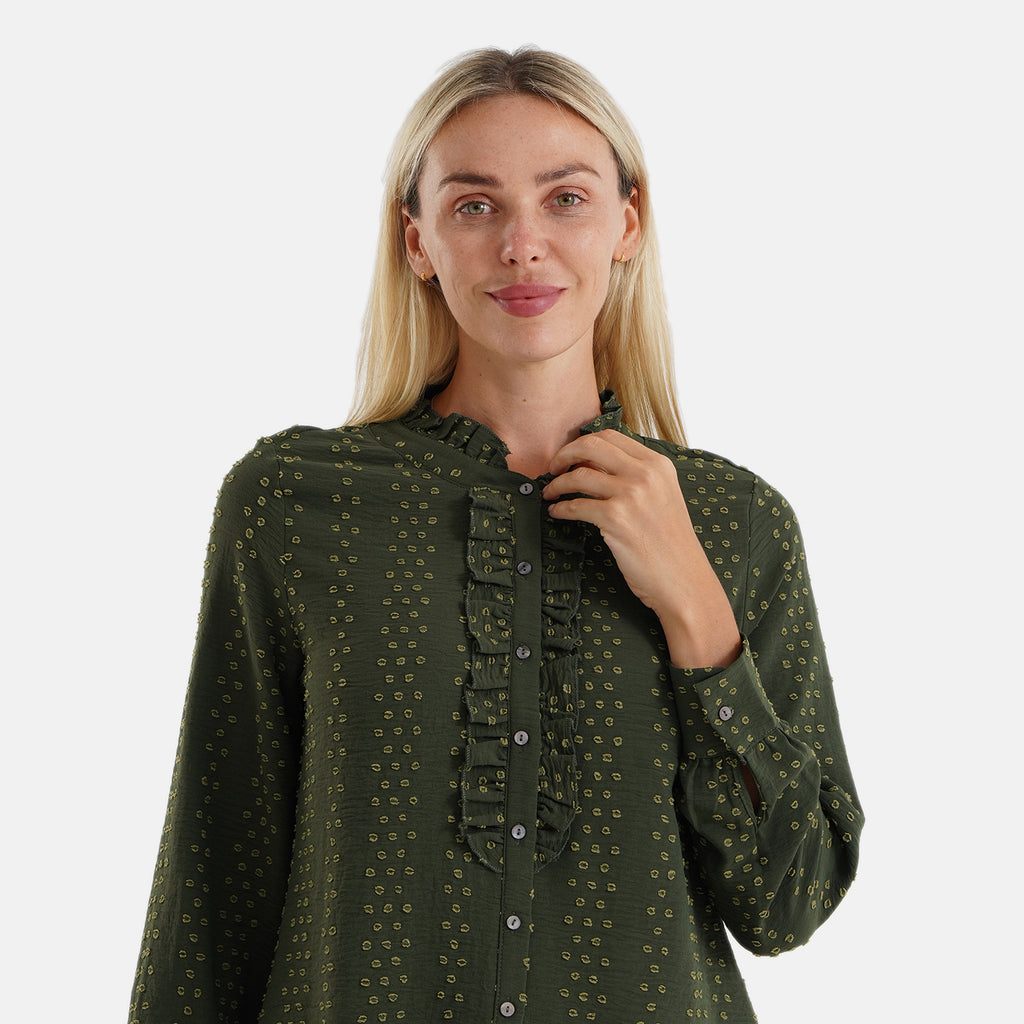 La Marey Patterned Blouse (Size - XL) - Green_8589364_4