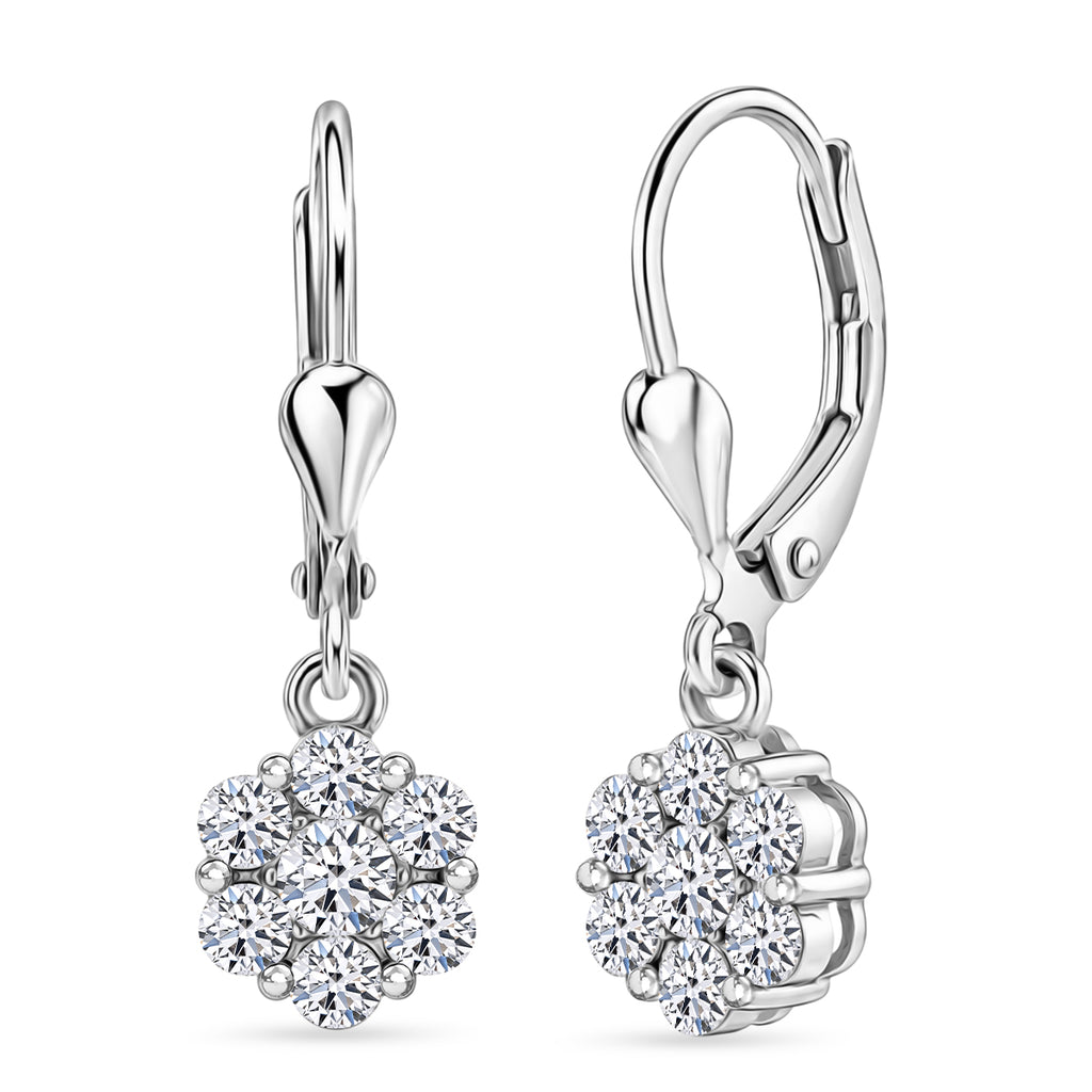 Luxuriant - Lab Grown Diamond (SI/G-H) Pressure Set Earring with Lever Back in Rhodium Overlay Sterling Silver 1.00 Ct._8590135